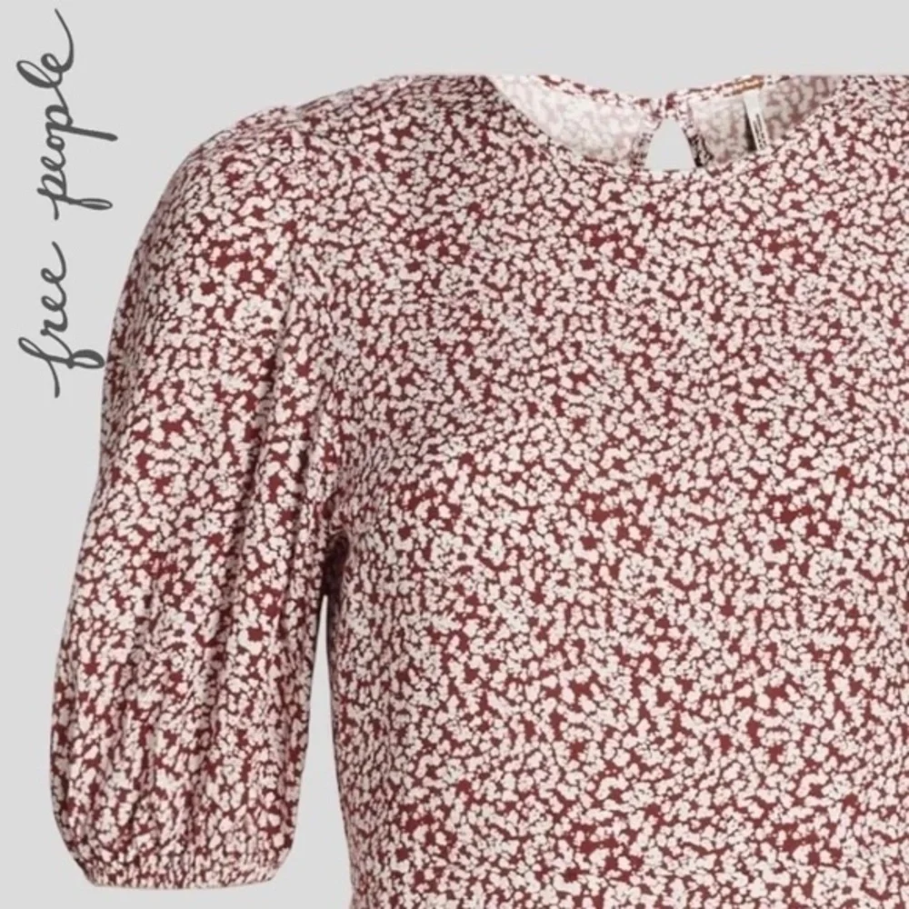 Free People Dancing in the Dark Mini Dress Red Burgundy Floral Boho Open Back S - Picture 6 of 15